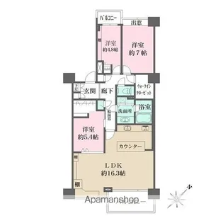 新百合ヶ丘パークハウス【3階】の間取り