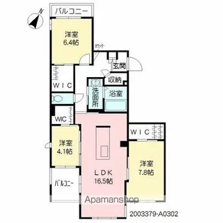 ハウス・ゾンネ【302号室】の間取り