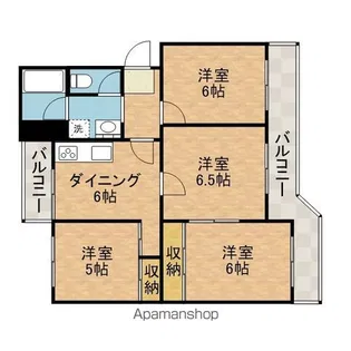塚原台ハイツ13号棟【4階】の間取り