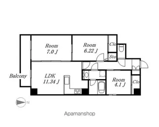 G?HONMACHI「ジープラスホンマチ」【1F号室】の間取り