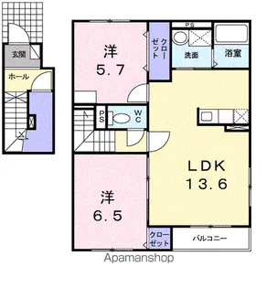 ファミーユ学園通【2階】の間取り