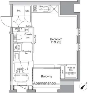ザ・パークハビオSOHO横浜関内【706号室】の間取り