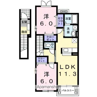 ペルペートⅢ【2階】の間取り