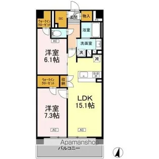 ロイヤルパークス仙台青葉通【913号室】の間取り