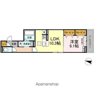 メゾンクレセント2八田【1階】の間取り