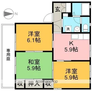 ファミール ビレジ B棟【1階】の間取り