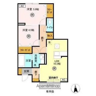イーグレット D【1階】の間取り