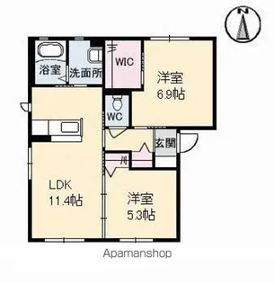 トワアムールA棟【1階】の間取り