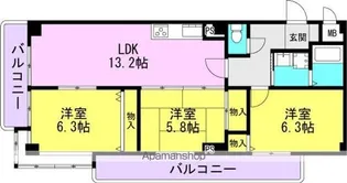 パレロワイヤル武庫之荘【103号室】の間取り