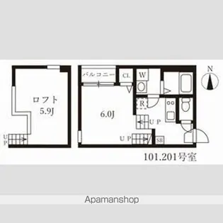 カーサルーチェ黄金【2階】の間取り