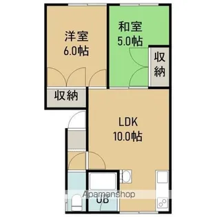 レジデント中村【2階右号室】の間取り