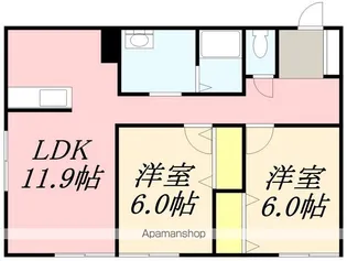 カーサブレッツァ(CASA BREZZA)【102号室】の間取り