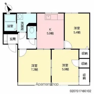 シャーメゾン王ノ瀬B【1階】の間取り