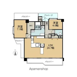 アーバンコート己斐本町【13階】の間取り