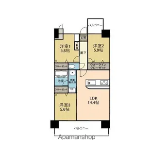 永田祝谷ビル【12階】の間取り