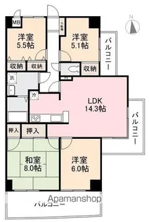 ロゼ花ノ宮【9階】の間取り