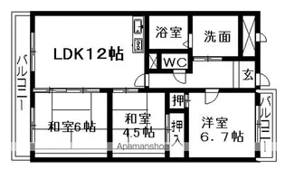 ウィズユー苅安賀【4C号室】の間取り