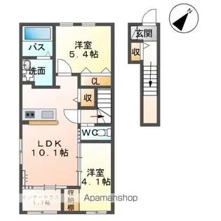 ルミーナ開成【210号室】の間取り