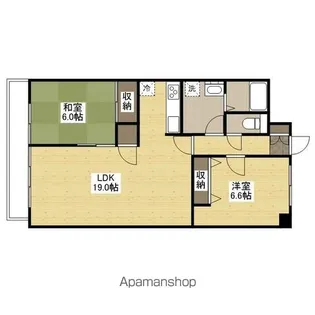 グランドール沖野上【106号室】の間取り