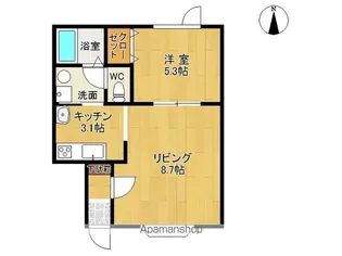 カーサ・ラドゥリーリョ【1A号室】の間取り