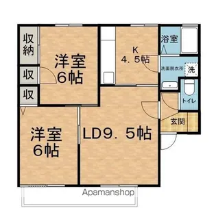 クレア・笹部B【2階】の間取り