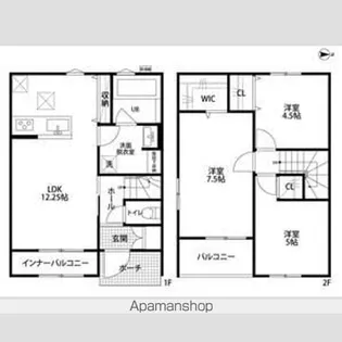 リーブルファイン川部Ⅴ【102号室】の間取り