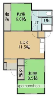 川原町4番1棟2戸【右号室】の間取り