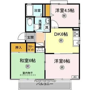 ビューバレー北中央 A棟【2階】の間取り