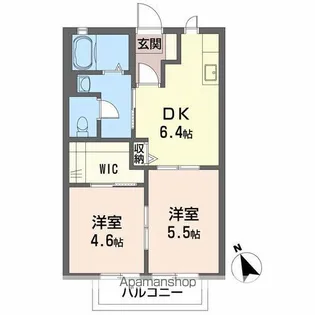 グランディアス 壱番館【2階】の間取り