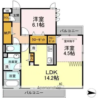 ブランノワール ドゥ【2階】の間取り