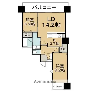 パシフィック白樺通PARTENIRE【9階】の間取り