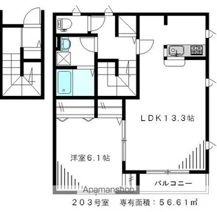 アビターレ【203号室】の間取り