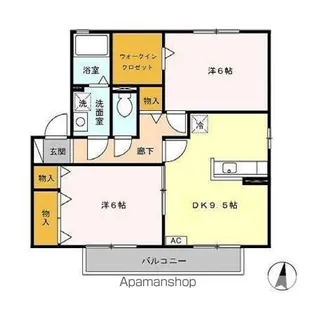 シャトレー B棟【2階】の間取り