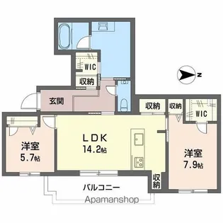シャーメゾングランレーヴ【1階】の間取り