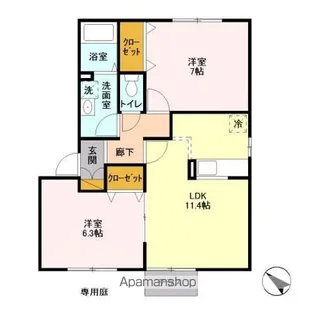 グレイス浜野 D【1階】の間取り