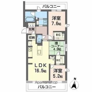 ジョフリエル【3階】の間取り