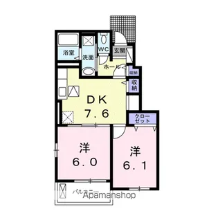 ソレイユロジュマンB【1階】の間取り