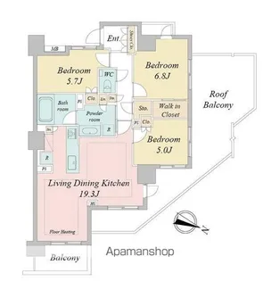 ドゥーエ早稲田【8階】の間取り