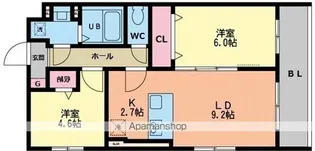 フルール・ドゥ・ソレイユ【303号室】の間取り