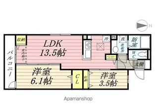 岡山県岡山市北区奉還町1丁目【アパート】の間取り