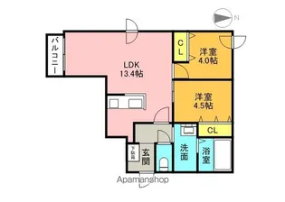 コートロティS21・A【3階】の間取り