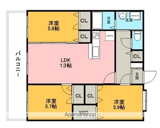ニューベリーヒルズ空港南【2階】の間取り