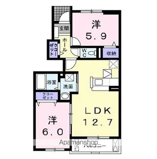 ハピネス フィールド Ⅱ【103号室】の間取り