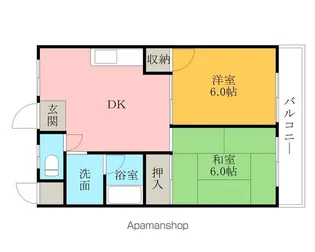 ロイヤルコーポ和泉鳥取【402号室】の間取り