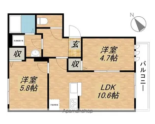 ハイム瑞樹【201号室】の間取り