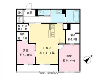 エリーナウエスト【201号室号室】の間取り