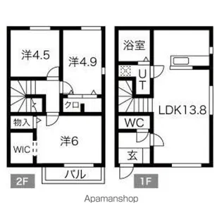 ジャックオブクラブ【105号室】の間取り