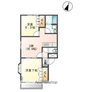 グランブルー2番館【2階】の間取り