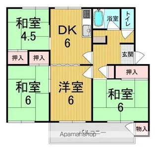 西大寺住宅1号棟【4階】の間取り