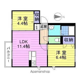 シャーメゾン花園【1階】の間取り